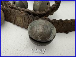 Antique Brass Sleigh Bells Leather Strap 35 Crotal Christmas Bells #3, #4 A110