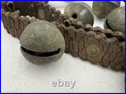 Antique Brass Sleigh Bells Leather Strap 35 Crotal Christmas Bells #3, #4 A110