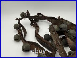 Antique Brass Sleigh Bells Leather Strap 35 Crotal Christmas Bells #3, #4 A110