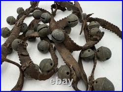 Antique Brass Sleigh Bells Leather Strap 35 Crotal Christmas Bells #3, #4 A110
