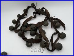 Antique Brass Sleigh Bells Leather Strap 35 Crotal Christmas Bells #3, #4 A110