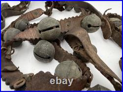 Antique Brass Sleigh Bells Leather Strap 35 Crotal Christmas Bells #3, #4 A110
