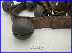Antique Brass Sleigh Bells Leather Strap 35 Crotal Christmas Bells #3, #4 A110