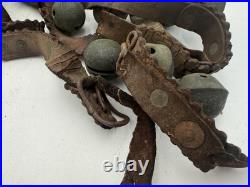Antique Brass Sleigh Bells Leather Strap 35 Crotal Christmas Bells #3, #4 A110