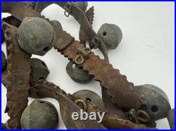 Antique Brass Sleigh Bells Leather Strap 35 Crotal Christmas Bells #3, #4 A110