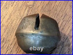 Antique Brass Sleigh Bells On Leather Strap Approx. 74