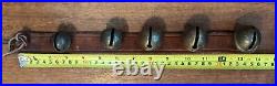 Antique Brass Sleigh Bells On Leather Strap Lot of 2 Door / Wall Hanging