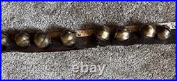 Antique Brass Sleigh Bells On Leather Strip 80