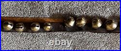 Antique Brass Sleigh Bells On Leather Strip 80