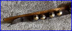 Antique Brass Sleigh Bells On Leather Strip 80