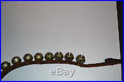 Antique Brass Sleigh Bells on Riveted Leather Strap withBuckle 60 count Christmas