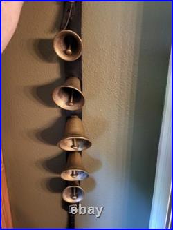 Antique Brass Sleigh Bells with Leather Straps. One of a Kind