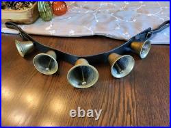 Antique Brass Sleigh Bells with Leather Straps. One of a Kind