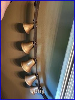 Antique Brass Sleigh Bells with Leather Straps. One of a Kind