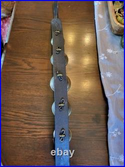 Antique Brass Sleigh Bells with Leather Straps. One of a Kind