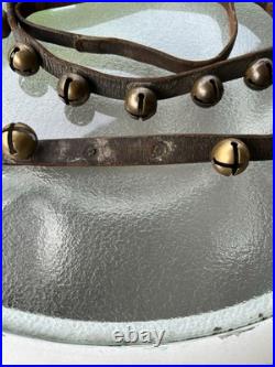 Antique Brass Sleigh bells On 90 Leather Strap