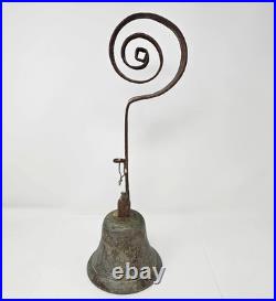 Antique Brass Spring Door Bell Country Store Shop Keeper Hanging