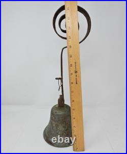 Antique Brass Spring Door Bell Country Store Shop Keeper Hanging