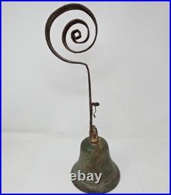 Antique Brass Spring Door Bell Country Store Shop Keeper Hanging