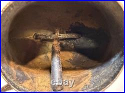 Antique Brass Swiss Cow Bell With Leather Strap 5 Tall