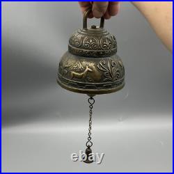 Antique Brass Temple Made Sanctuary Latin Bell Zen Meditation Animals Design