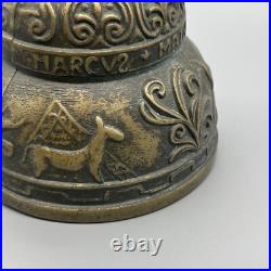 Antique Brass Temple Made Sanctuary Latin Bell Zen Meditation Animals Design