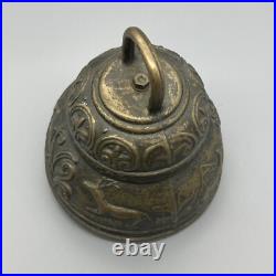 Antique Brass Temple Made Sanctuary Latin Bell Zen Meditation Animals Design