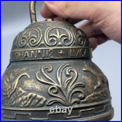 Antique Brass Temple Made Sanctuary Latin Bell Zen Meditation Animals Design