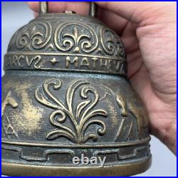 Antique Brass Temple Made Sanctuary Latin Bell Zen Meditation Animals Design
