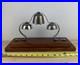 Antique Brass Tiered Horse Drawn Carriage Bells On Wooden Display Mount
