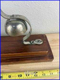 Antique Brass Tiered Horse Drawn Carriage Bells On Wooden Display Mount
