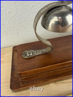 Antique Brass Tiered Horse Drawn Carriage Bells On Wooden Display Mount