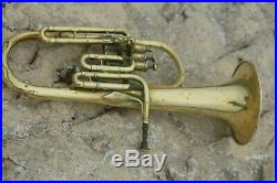 Antique Brass Tuba Couesnon Paris 1900s Length 21.3inch Diam Bell 7.3inch