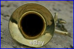 Antique Brass Tuba Couesnon Paris 1900s Length 21.3inch Diam Bell 7.3inch