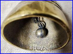 Antique Brass Victorian Ledy withFan Hand Tea Bell Crinoline Dress