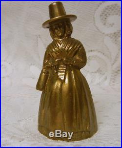 Antique Brass Welsh Milk Maiden Carrying a Milk Lady Figural Tea Bell