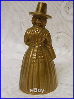 Antique Brass Welsh Milk Maiden Carrying a Milk Lady Figural Tea Bell