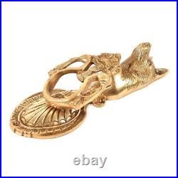 Antique Brass Wolf with Two Peacocks Door Knocker Door Bell Ring For Front Door