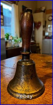 Antique Brass Wooden Handled One-of-a-Kind Teacher Art School Bell