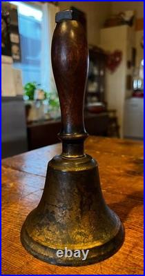 Antique Brass Wooden Handled One-of-a-Kind Teacher Art School Bell