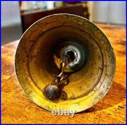 Antique Brass Wooden Handled One-of-a-Kind Teacher Art School Bell Antique Brass Wooden Handled One-of-a-Kind Teacher Art School Bell