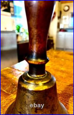 Antique Brass Wooden Handled One-of-a-Kind Teacher Art School Bell