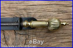 Antique Brass and Cast Iron Mechanical Door Bell Pull (victorian, butlers maid)