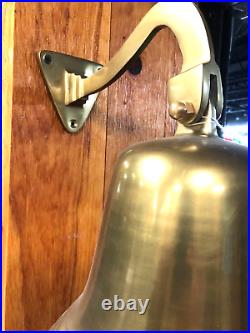 Antique Brass over Cast Aluminum metal Large Nautical Hanging Bell