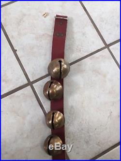 Antique Brass sleigh bells 20 Bells Graduated Sz 1 Through 13 Leather 67 Strap