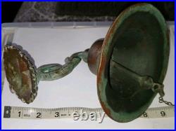 Antique Bronze Bell GROTESQUE LION Mask Engraved Coat Of Arms Celtic Cross ++