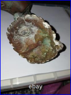 Antique Bronze Bell GROTESQUE LION Mask Engraved Coat Of Arms Celtic Cross ++