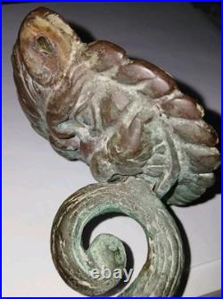 Antique Bronze Bell GROTESQUE LION Mask Engraved Coat Of Arms Celtic Cross ++