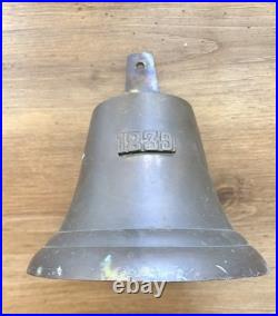 Antique Bronze Bell Marked 1839 with Relief Scene Missing Clapper