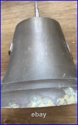 Antique Bronze Bell Marked 1839 with Relief Scene Missing Clapper